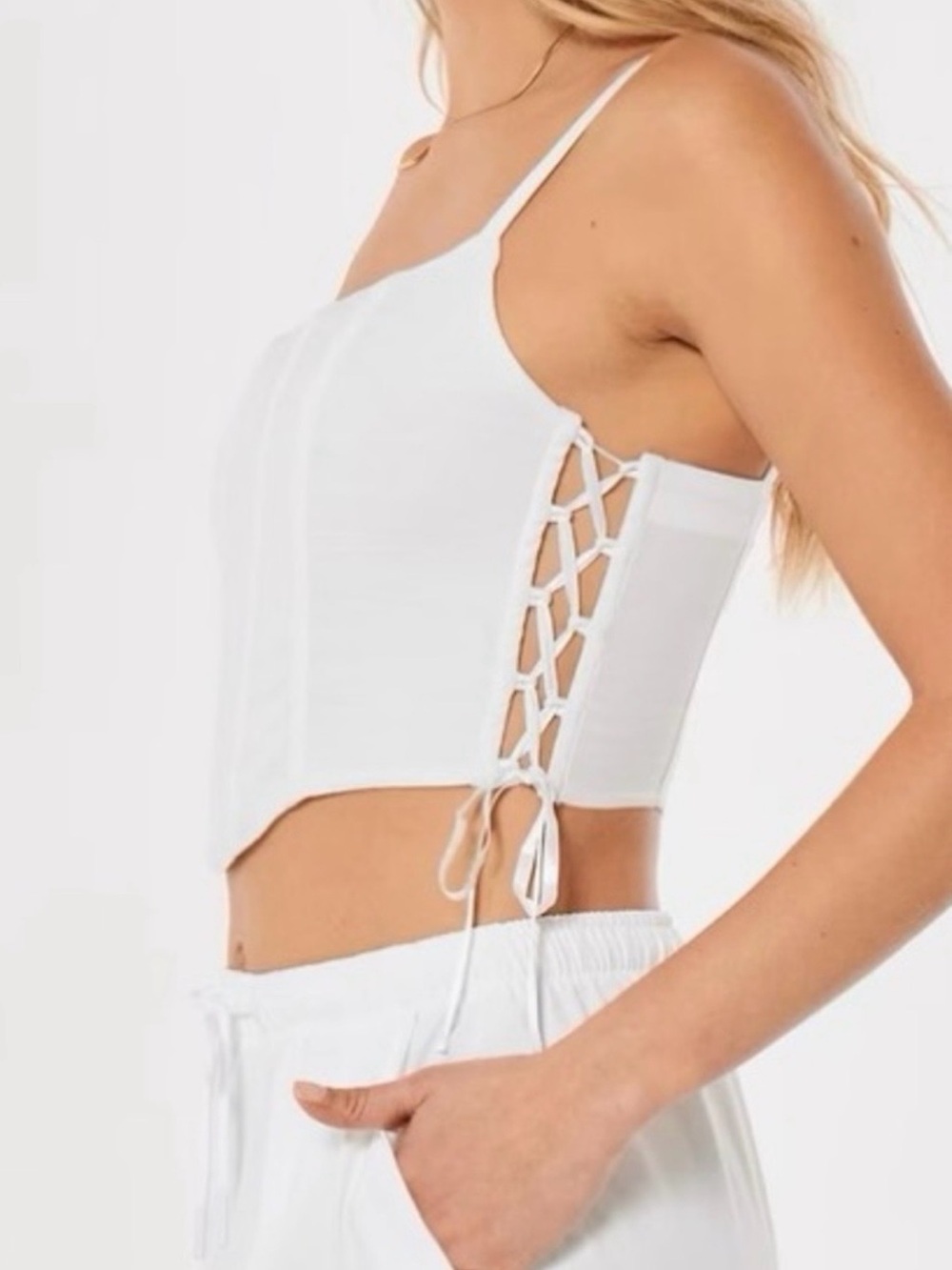 Gilly Hicks Corset crop tank White